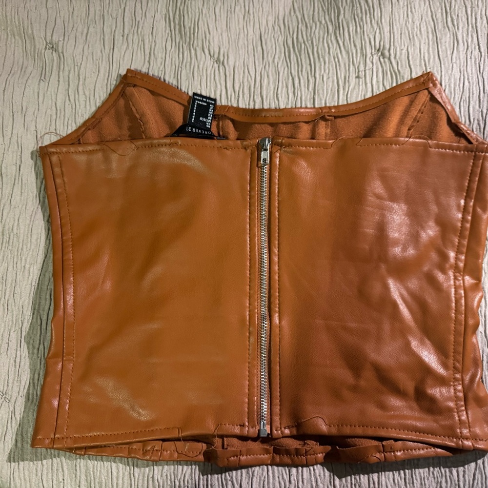 Brown Faux Leather Corset Top - Picture 2 of 2